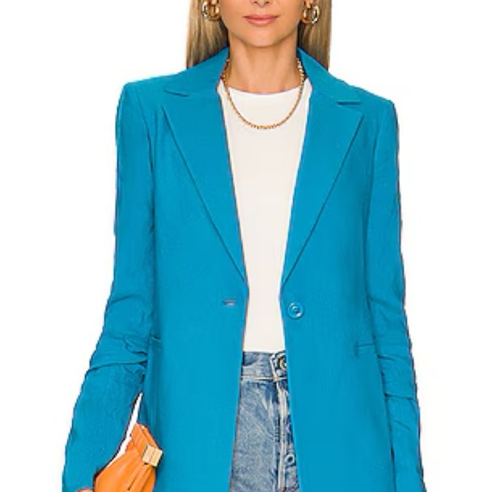 Alice + Olivia Women's Teal Single-Button Blazer Jacket